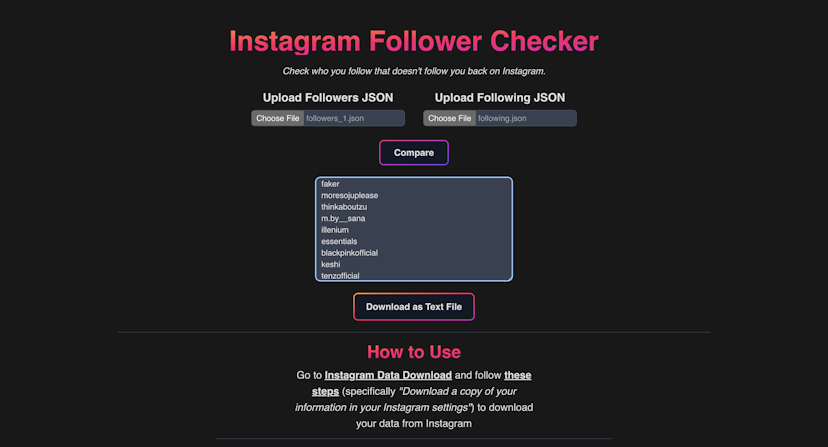 Image of Instagram Follower Checker Web App
